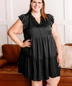 No Ship Drop Ship La La La Satin Tiered Dress In Rich Black 9 No Ship Drop Ship La La La Satin Tiered Dress In Rich Black