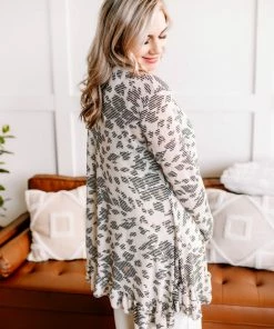 No Ship Drop Ship Apparel Running Wild Subtle Animal Print Cardigan