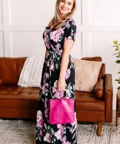 No Ship Drop Ship Take My Hand Maxi Dress In Dark Florals