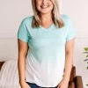 No Ship Drop Ship Fade Away Dip Dyed Tee In Aqua