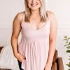 No Ship Drop Ship Apparel On The Hunt Babydoll Tank Top In Blush Pink