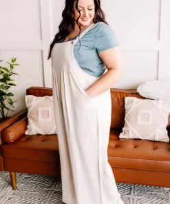 No Ship Drop Ship Jump, For My Love Overalls In Oatmeal (GHG-S) GHG- Shop Singles