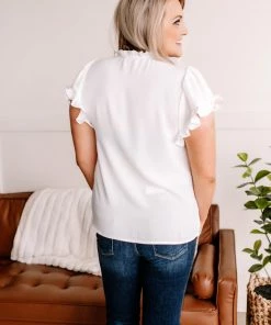 No Ship Drop Ship Pull It Together Ruffle Blouse In Clean White Apparel 11 No Ship Drop Ship Pull It Together Ruffle Blouse In Clean White Apparel