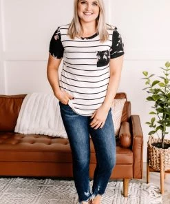 No Ship Drop Ship Right At Home Black & Ivory Floral Pocket Tee Apparel 9 No Ship Drop Ship Right At Home Black & Ivory Floral Pocket Tee Apparel