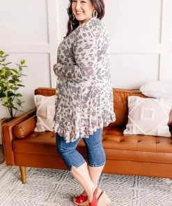 No Ship Drop Ship Apparel Running Wild Subtle Animal Print Cardigan