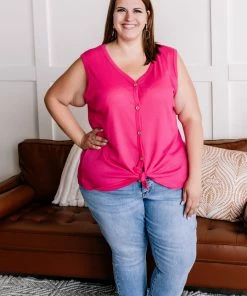 No Ship Drop Ship Give It A Shot Fushia Button Sleeveless Top 8 No Ship Drop Ship Give It A Shot Fushia Button Sleeveless Top