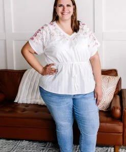 No Ship Drop Ship Gotta Hold On Embroidered Savannah Jane Top