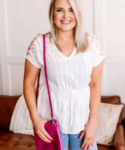 No Ship Drop Ship Gotta Hold On Embroidered Savannah Jane Top