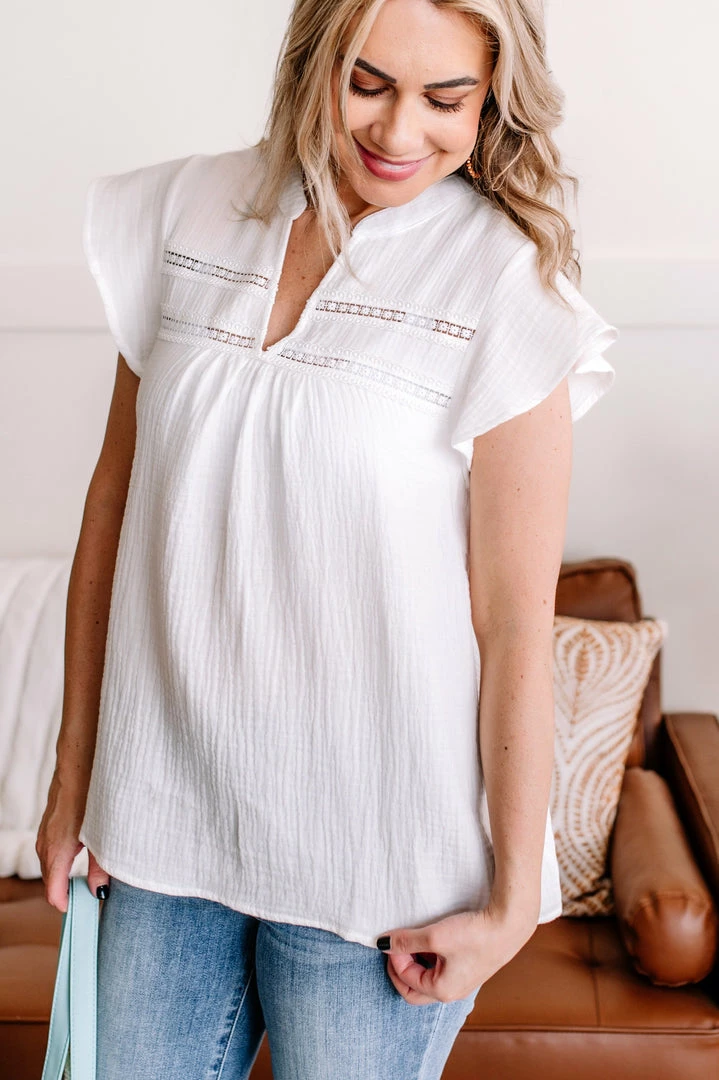 No Ship Drop Ship In The Wind Flutter Top In Fresh White 6 No Ship Drop Ship In The Wind Flutter Top In Fresh White