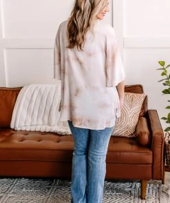 No Ship Drop Ship Go With The Flow Top In Blushy Taupe Apparel