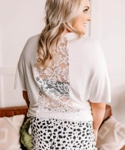 No Ship Drop Ship Taking It Back Lace Top In White Apparel