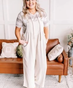 No Ship Drop Ship Jump, For My Love Overalls In Oatmeal (GHG-S) GHG- Shop Singles