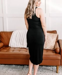 No Ship Drop Ship Through The Curves Tulip Wrap Hem Dress In Jet Black Apparel