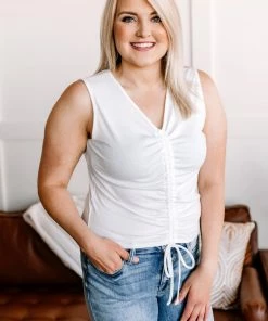 No Ship Drop Ship Pick Up Line Ruched Top In White Apparel 12 No Ship Drop Ship Pick Up Line Ruched Top In White Apparel