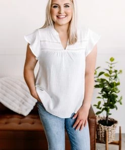 No Ship Drop Ship In The Wind Flutter Top In Fresh White 12 No Ship Drop Ship In The Wind Flutter Top In Fresh White