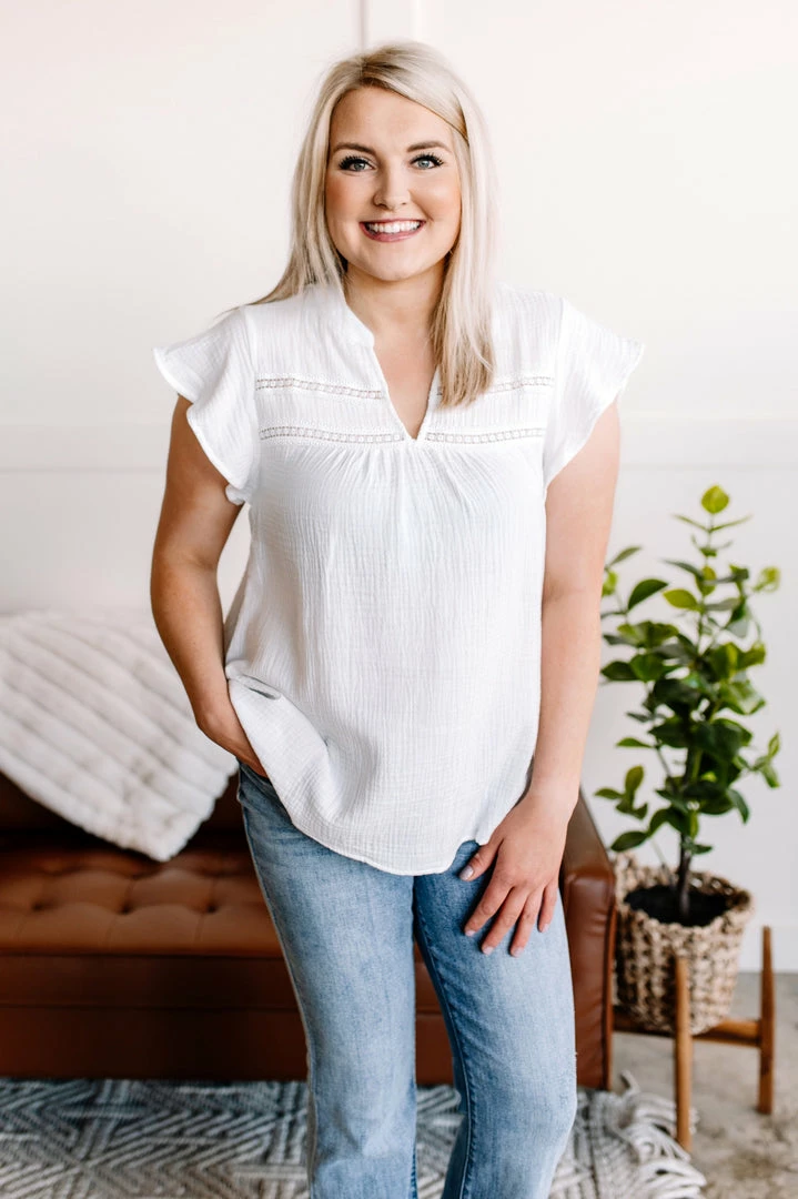 No Ship Drop Ship In The Wind Flutter Top In Fresh White 4 No Ship Drop Ship In The Wind Flutter Top In Fresh White