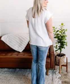 No Ship Drop Ship In The Wind Flutter Top In Fresh White 15 No Ship Drop Ship In The Wind Flutter Top In Fresh White