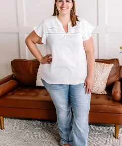 No Ship Drop Ship In The Wind Flutter Top In Fresh White 17 No Ship Drop Ship In The Wind Flutter Top In Fresh White