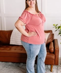 No Ship Drop Ship Apparel Call Me Charmed Tie Front Top In Marsala