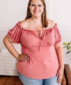 No Ship Drop Ship Apparel Call Me Charmed Tie Front Top In Marsala