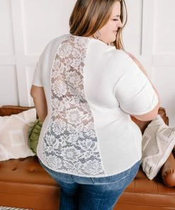 No Ship Drop Ship Taking It Back Lace Top In White Apparel