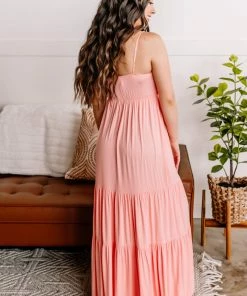 No Ship Drop Ship Tied Up In Knots Maxi Dress In Pink Carnation
