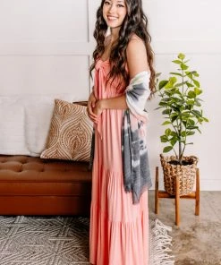 No Ship Drop Ship Tied Up In Knots Maxi Dress In Pink Carnation