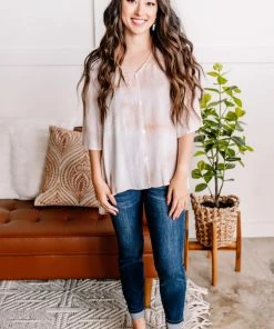 No Ship Drop Ship Go With The Flow Top In Blushy Taupe Apparel