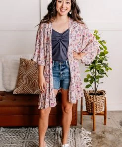 No Ship Drop Ship Waiting For You Kimono In Romantic Florals