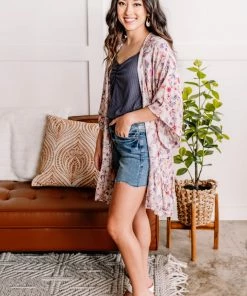 No Ship Drop Ship Waiting For You Kimono In Romantic Florals