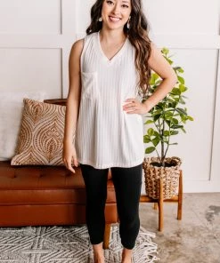 No Ship Drop Ship I'm Unstoppable Sleeveless Knit Top In Cream Apparel