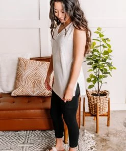 No Ship Drop Ship I'm Unstoppable Sleeveless Knit Top In Cream Apparel