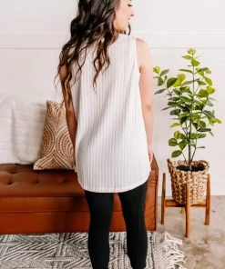 No Ship Drop Ship I'm Unstoppable Sleeveless Knit Top In Cream Apparel