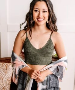 No Ship Drop Ship Hold Me Tight Bralette In Moss Apparel