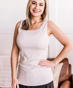 No Ship Drop Ship Apparel Made It To First Sleeveless Top In Natural Oatmeal