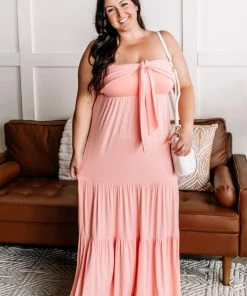 No Ship Drop Ship Tied Up In Knots Maxi Dress In Pink Carnation