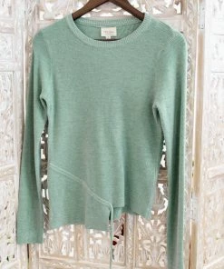 No Ship Drop Ship Apparel On Your Side Ruched Sweater In Sage 29 No Ship Drop Ship Apparel On Your Side Ruched Sweater In Sage