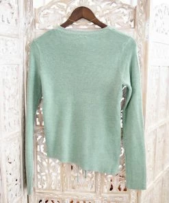 No Ship Drop Ship Apparel On Your Side Ruched Sweater In Sage 31 No Ship Drop Ship Apparel On Your Side Ruched Sweater In Sage