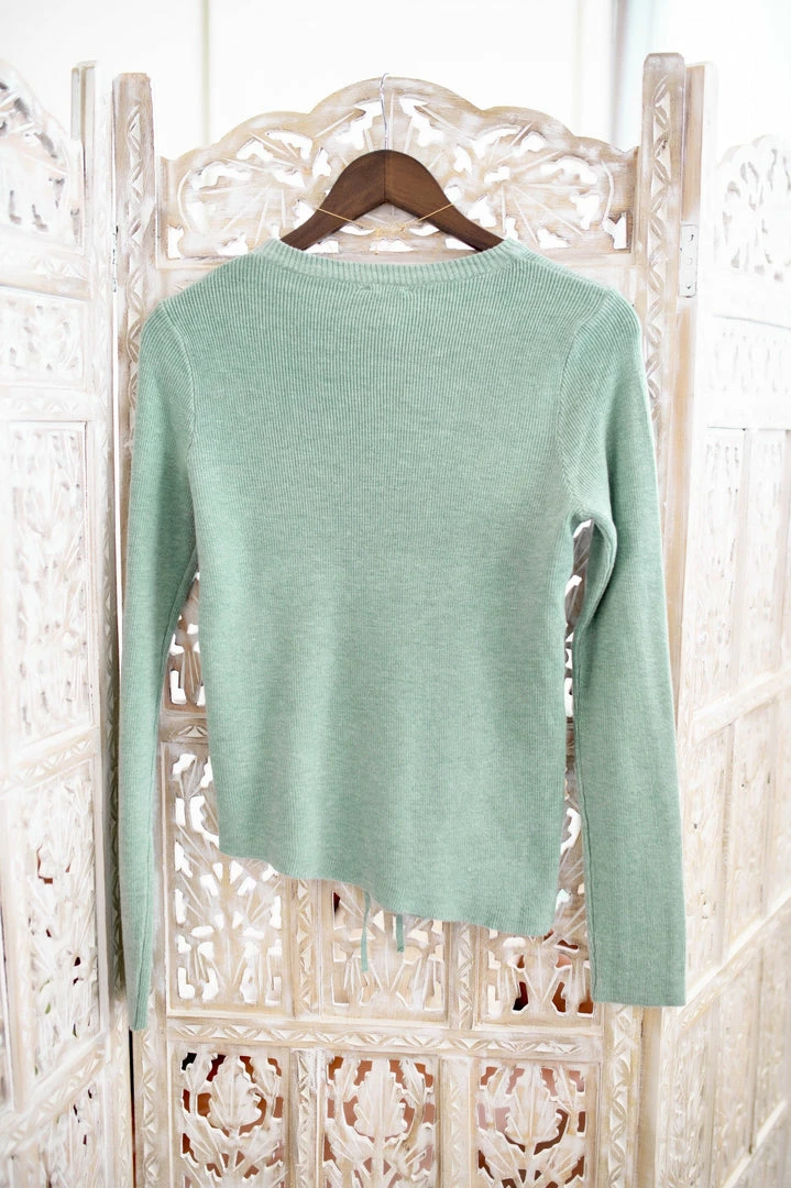 No Ship Drop Ship Apparel On Your Side Ruched Sweater In Sage 16 No Ship Drop Ship Apparel On Your Side Ruched Sweater In Sage