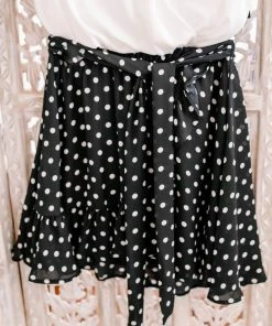 No Ship Drop Ship Apparel Chasing Skirts In Black Polkadots