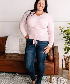 No Ship Drop Ship Apparel It's True Love Ruched Top In Blushing Pink