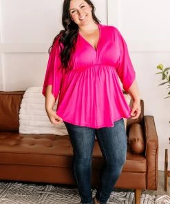 No Ship Drop Ship Apparel Flying First Class Top In Fuschia