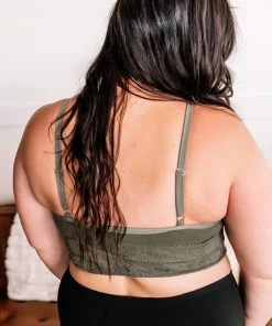 No Ship Drop Ship Hold Me Tight Bralette In Moss Apparel