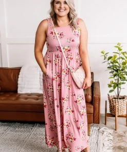 No Ship Drop Ship Bloom Where You Are Planted Maxi Dress In Dusty Rose