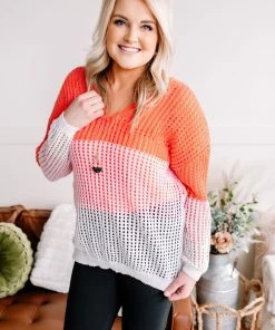 No Ship Drop Ship Apparel A Sherbet Colorblock Twist Back Sweater