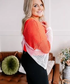 No Ship Drop Ship Apparel A Sherbet Colorblock Twist Back Sweater