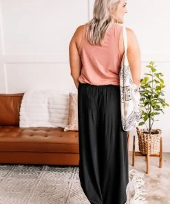 No Ship Drop Ship A Million Miles Crochet V Neck Sleeveless Top In Subdued Sienna