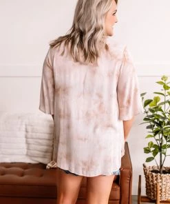 No Ship Drop Ship Go With The Flow Top In Blushy Taupe Apparel