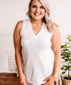 No Ship Drop Ship I'm Unstoppable Sleeveless Knit Top In Cream Apparel