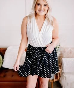 No Ship Drop Ship Apparel Chasing Skirts In Black Polkadots